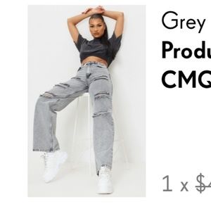 Grey Acid Washed Jeans PLT